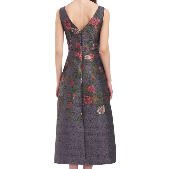 NWT Kay Unger Floral Jacquard Midi Dress - Picture 8 of 8